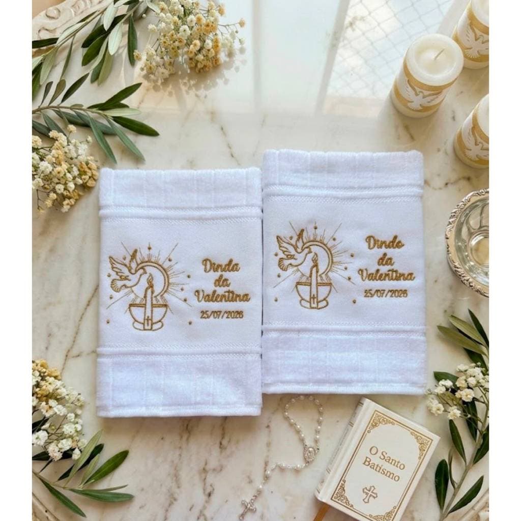 Personalizado para batizado - Dinda e Dindo Madrinha e Padrinho com Nome Toalha
