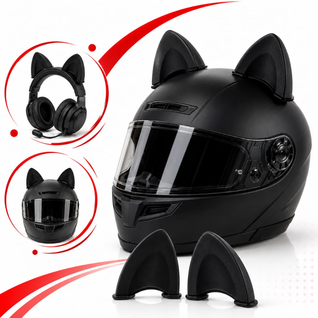 Orelha de Gato Acessório para Capacete Moto Bike Dupla Face
