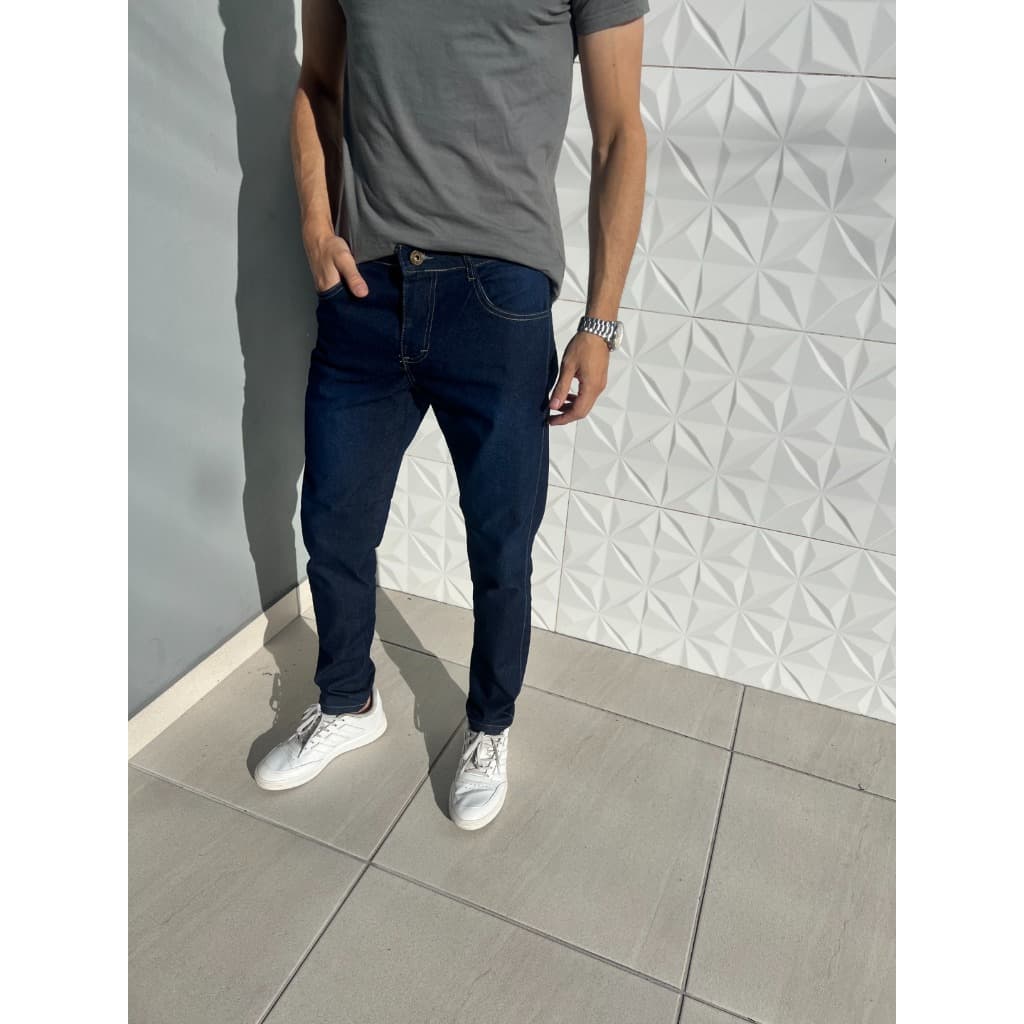 Calça Jeans Masculina Lycra Slim Elastano Premium Lavagem Escura