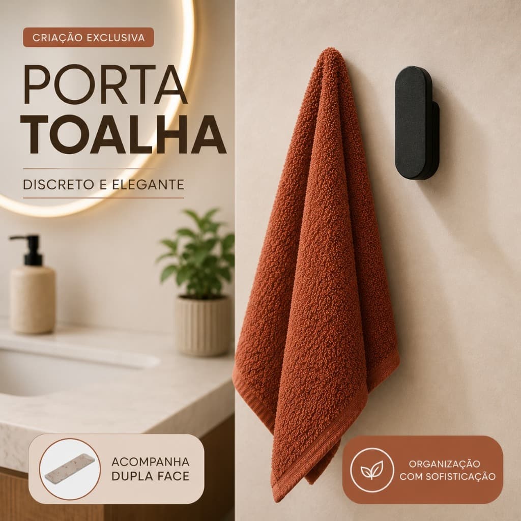 Kit Até 6 Porta Toalha Adesivo Invisível Porta Guardanapo Banheiro Lavabo Cozinha Sem Furos Dupla Face Envio 24H