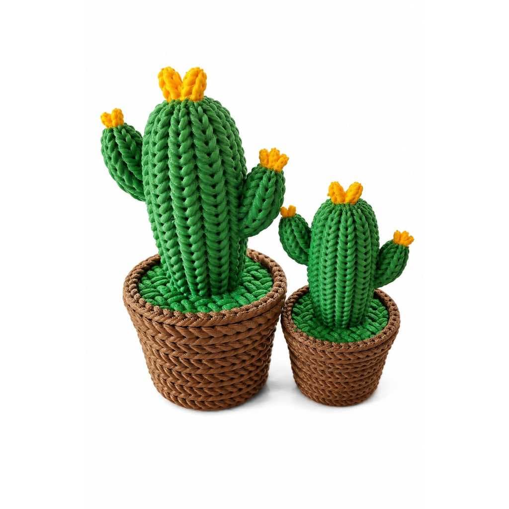 Kit Cactos Decorativos de Rosca em Impressão 3D – Cacto Grande 11cm e Pequeno 8cm | Decoração Criativa