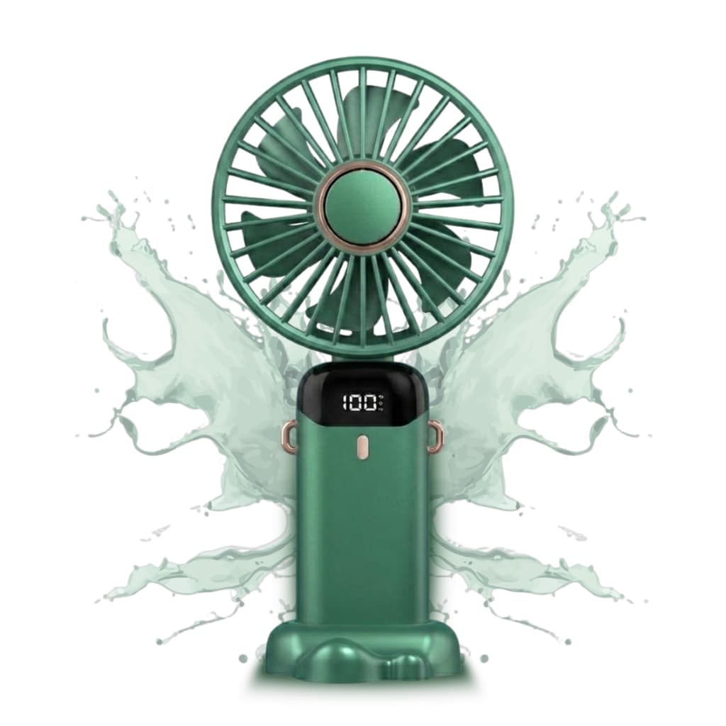 Ventilador Portátil De Mão Verde Recarregável Usb Mini Maquiagem Turbo Silencioso Camping Viagem