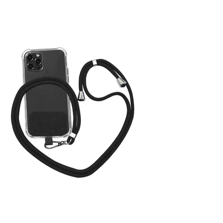 KIT 3 Peças Cordão Universal de Nylon Para Smartphone Celular - Alça Macia de Pescoço e Pulso  só preto