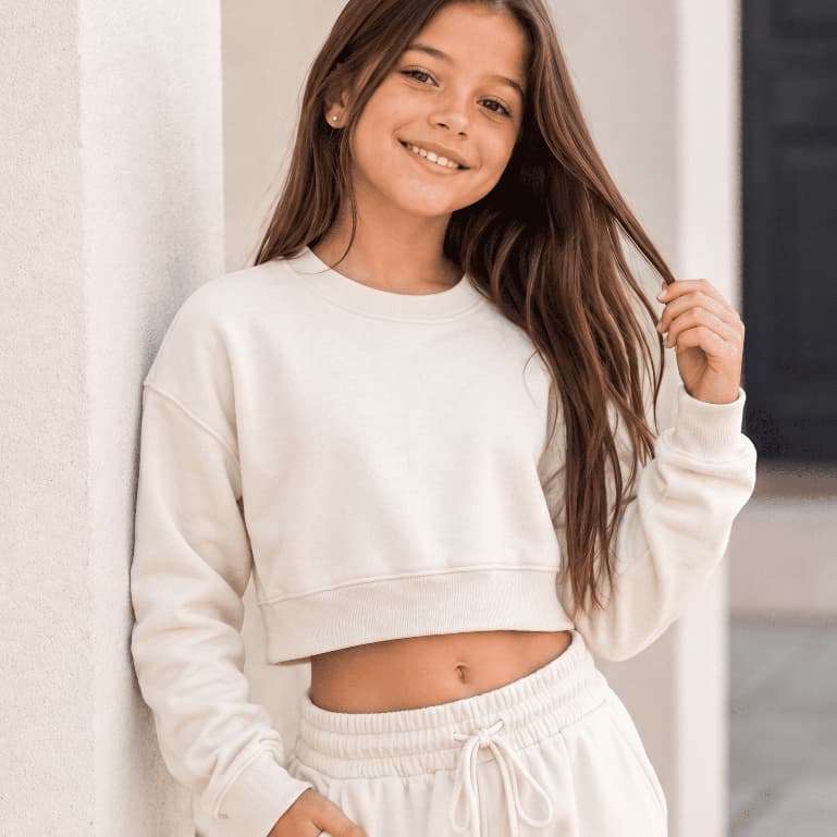 Moletom Infantil Cropped Flanelado Quente Blusa de Frio Criança Menina Inverno Casaco