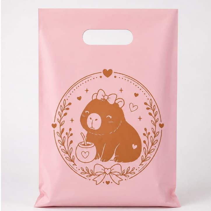 Sacola para aniversário, festa, design moderno, Personalizada com o Tema Capivara tamanho  20x30 (25-50 unidades)