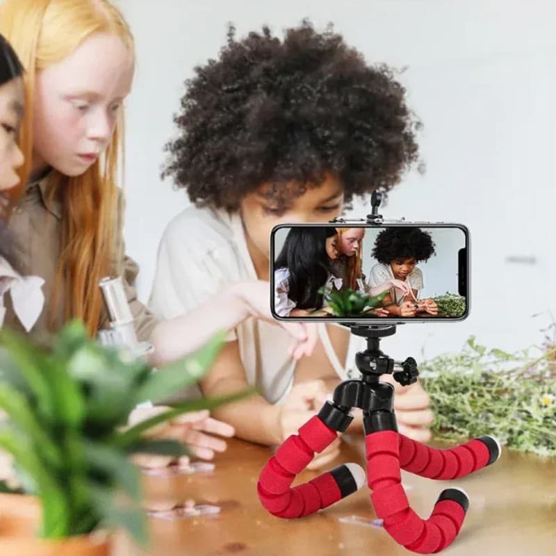 Mini Tripé Flexível Universal com Suporte para Celular, Câmeras, Action Cam e Iluminador LED