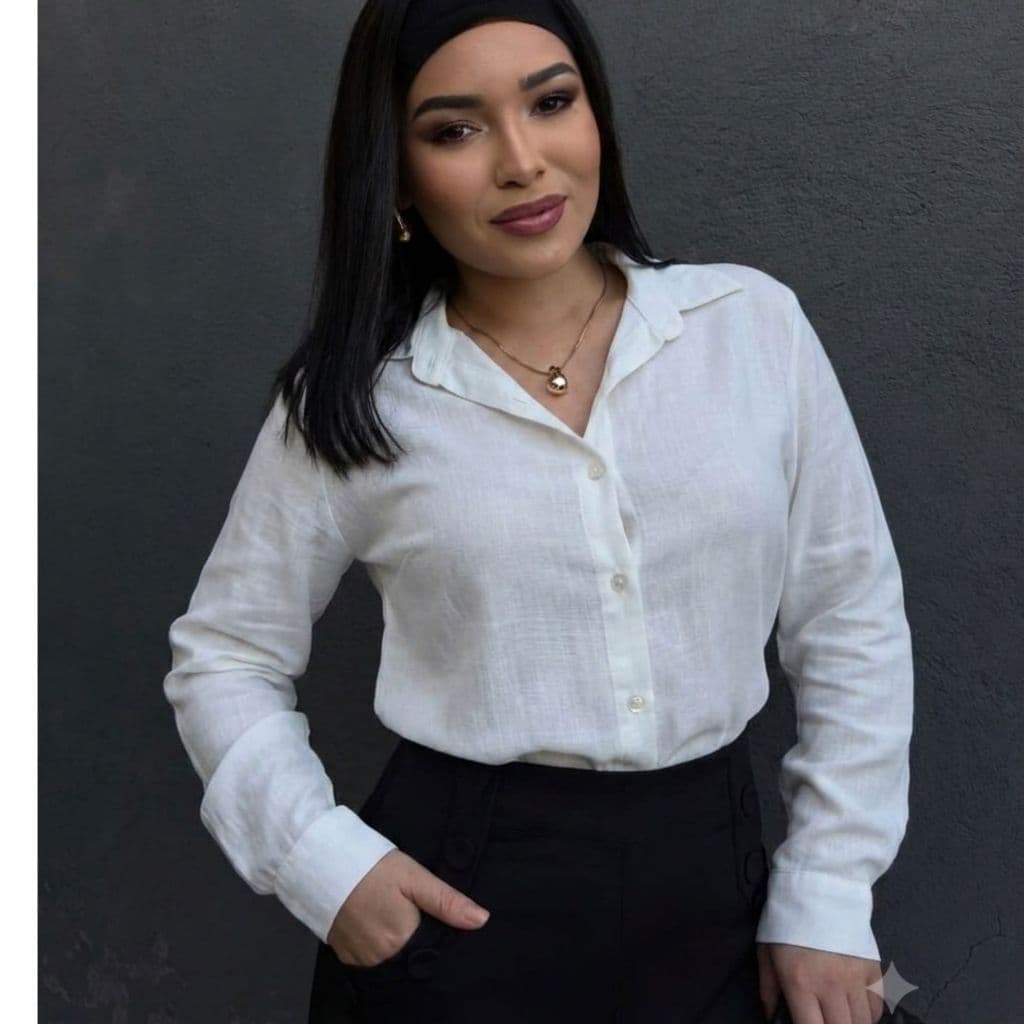 Camisa Feminina Manga   Longa  Elegante e Sofisticado
