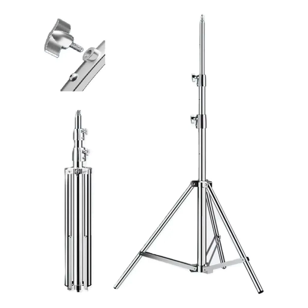 Tripé Pedestal Ajustável para Posicionar Iluminação em Retratos Produtos Gravações Lives e Home Studio