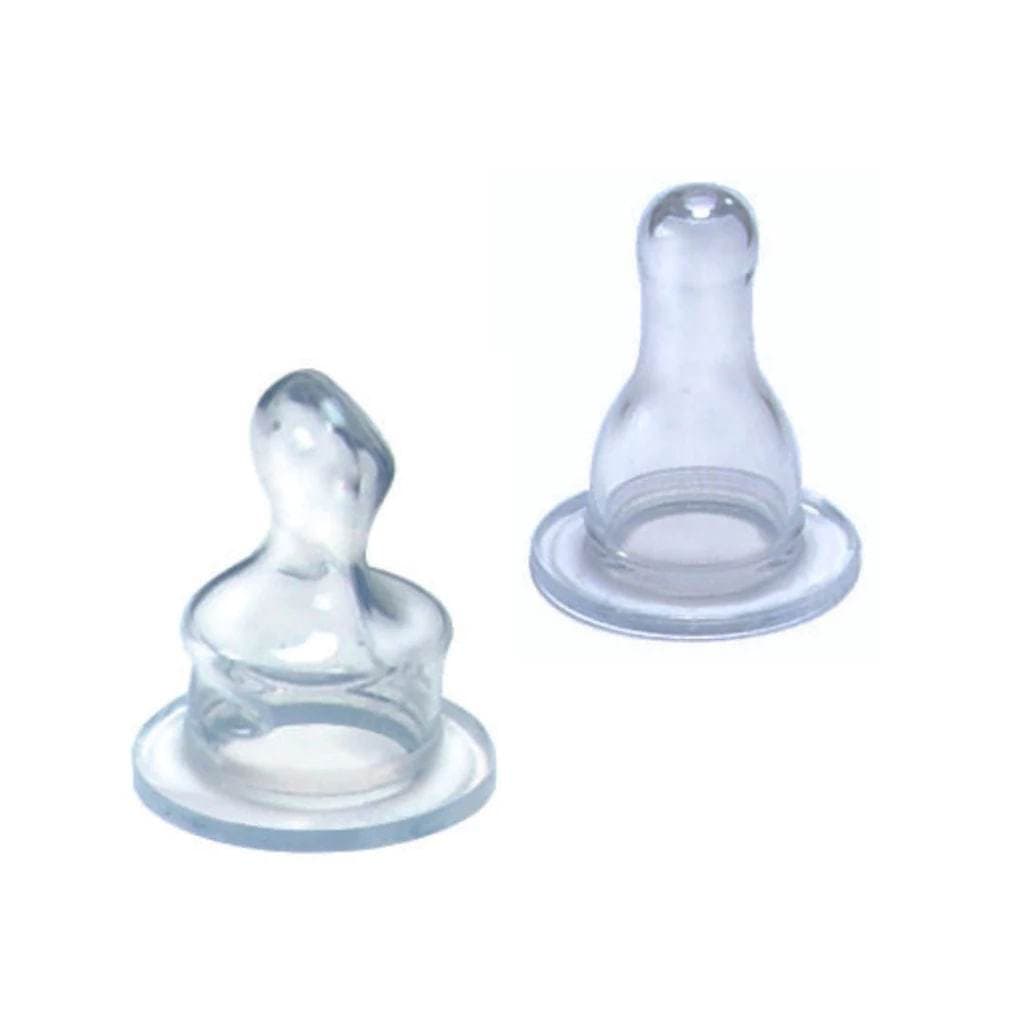 2 Bicos De Mamadeira Universal Silicone Tetê Bico Chato Ortodôntico ou Redondo