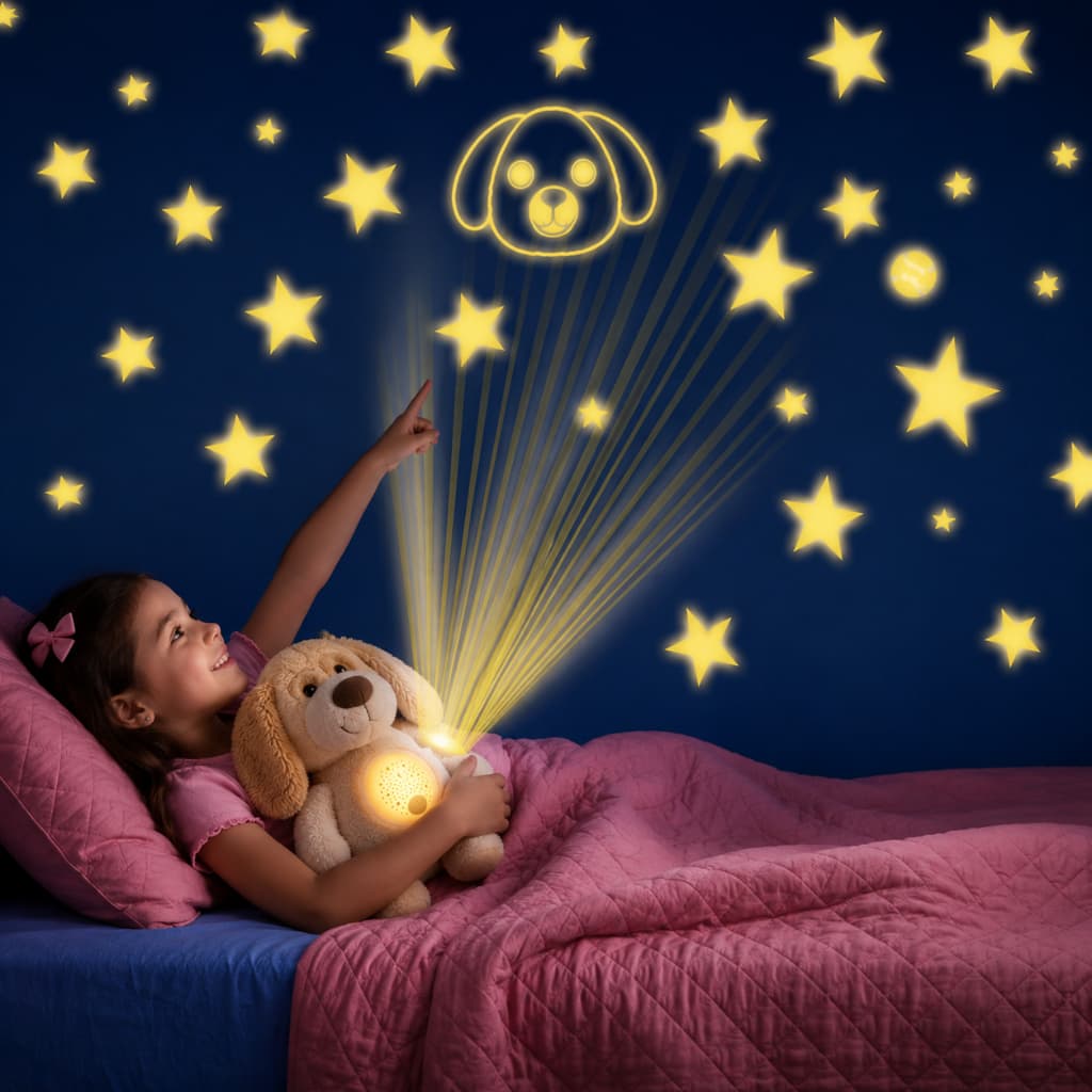 Pelúcia Musical Brinquedo Bebê Luminária Projetor Estrelado ZP01339