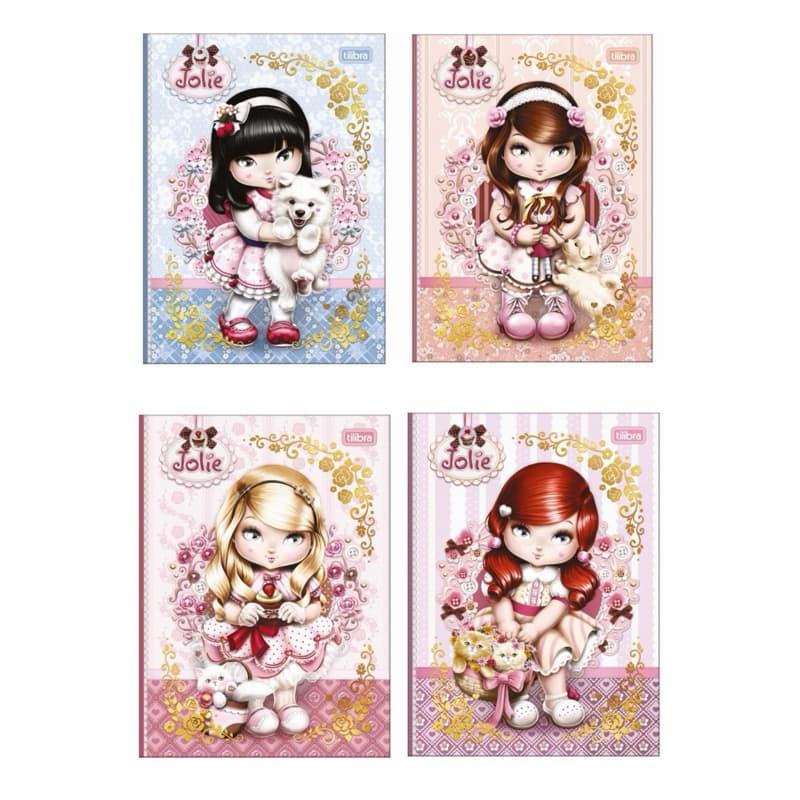 Caderno Luxo Brochura Jolie Capa dura 160 folhas Colegial - Tilibra
