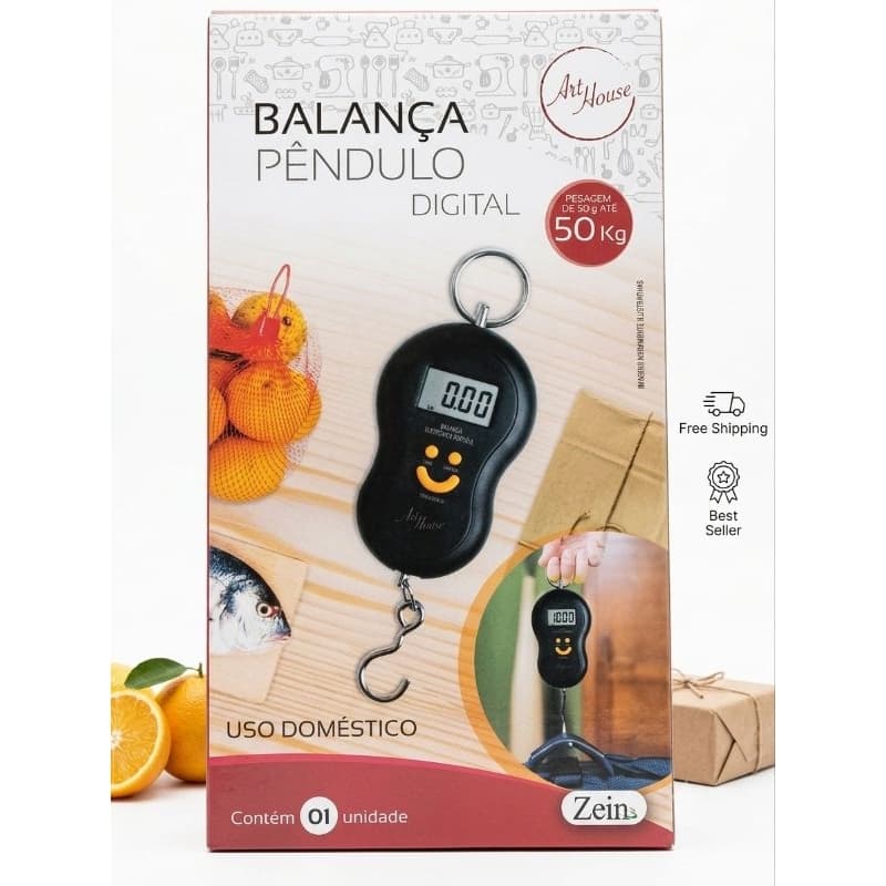 Balança Digital Digital Portátil de Mão Tipo Pêndulo até 50kg Art House