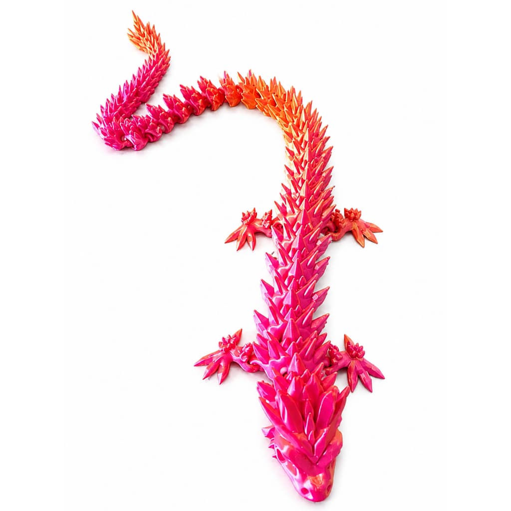 Dragão Articulado 3D Cristal Rosa – Flexível, Decorativo e Colecionável
