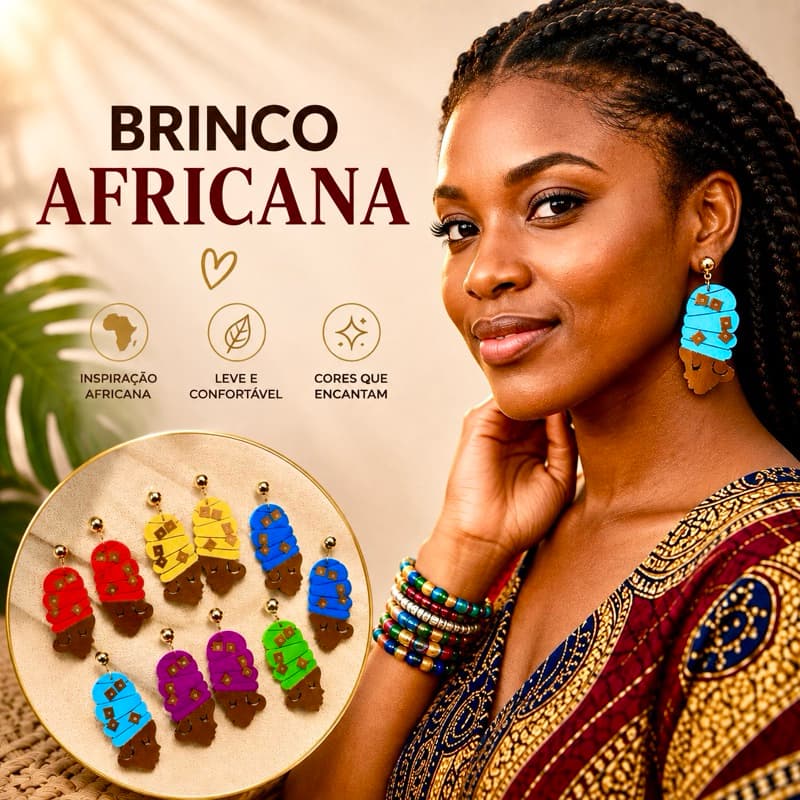 Brinco Artesanal Colorido Étnico Afro Feminino Leve Confortável
