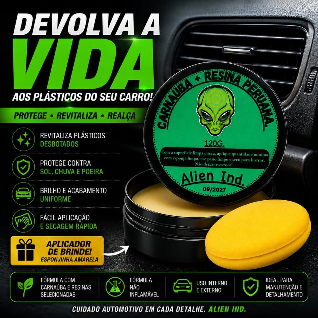 Cera Alien Ind Renova Plásticos Automotivos E Aplicador