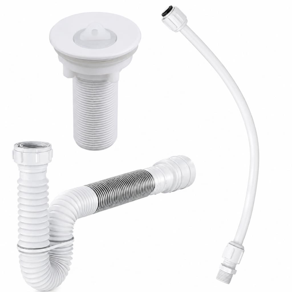 Kit Pia Completo Válvula 7/8 ABS + Sifão Universal Flexível 72cm + Engate 1/2 40cm + Niple 1/2 Banheiro Lavabo