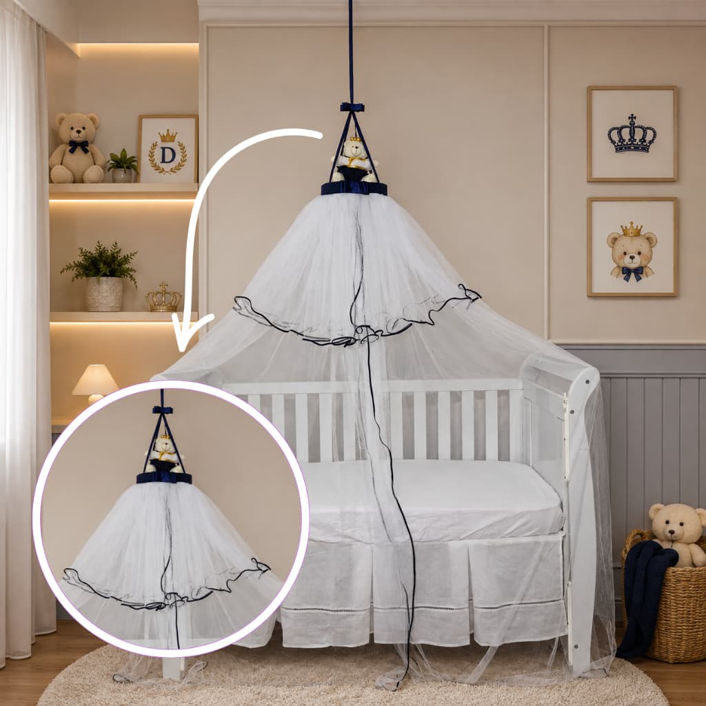 Mosquiteiro De Teto Mobile Para Berço Cortinado Com Pelúcia  Menino Menina Quarto Bebê
