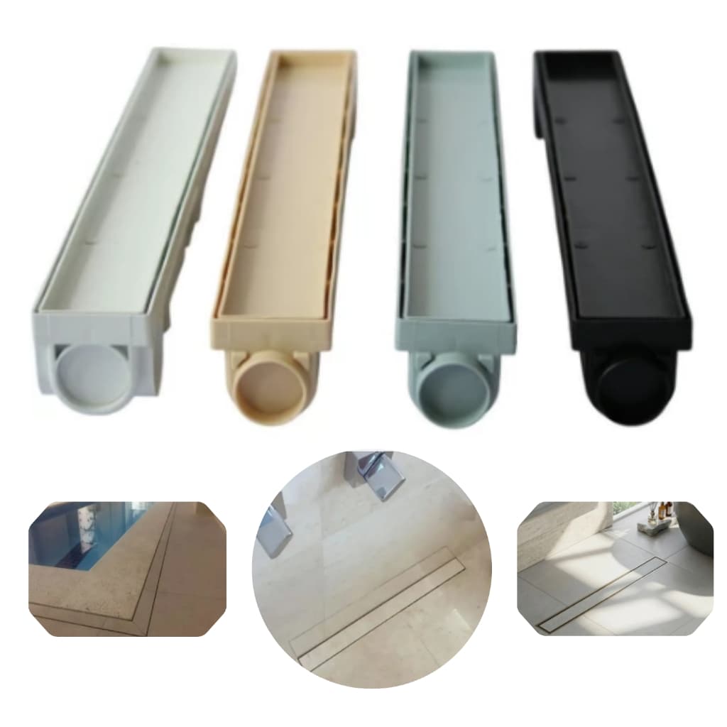 Ralo Linear Oculto 6x50 Invisível Sifonado Preto Para Piso Porcelanato Grelha Oculta Anti Mau Cheiro Insetos