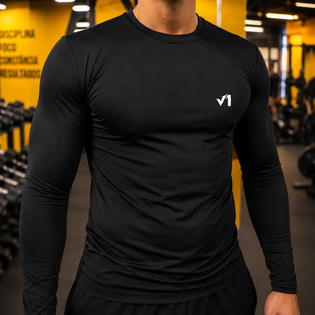 Camisa Térmica Segunda Pele Proteção UV 50+ Manga Longa Academia Masculina Feminina