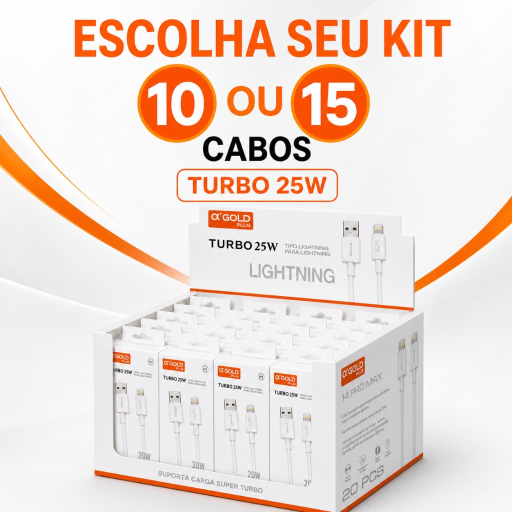 Kit  10 ou 15 Cabos Iphone Turbo Lightining Resistente 1 Metro