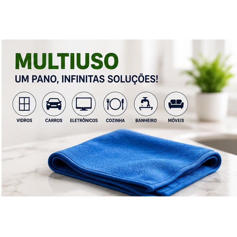 Kit 5 Panos Microfibra Limpeza Multiuso Alta Absorção Não Risca Casa Cozinha Carro
