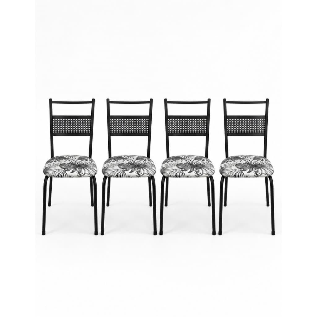 Kit de 4 Cadeiras Sara Estrutura Aço e Design Sofisticado Estilo Industrial