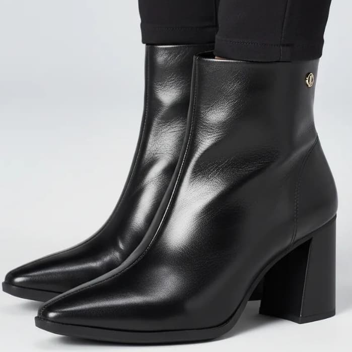 Bota Dakota Cano Curto Zíper Em Couro D2461