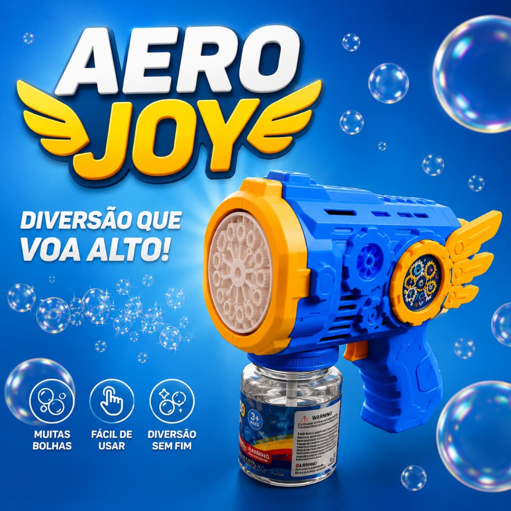 Brinquedo de fazer Bolhas de Sabão - Aero Joy,  Automática Infantil Maquininha Divertida Com Refil