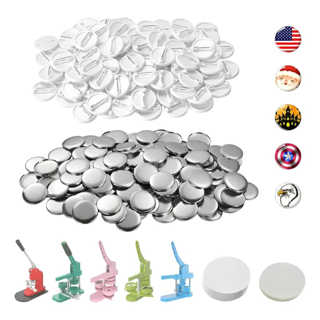 32mm/58mm Branco Pins E Bottons 100 Kits Para  Máquina De Button