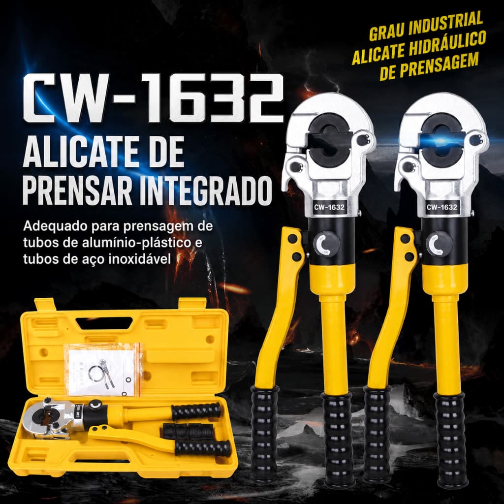 Prensa Hidráulica CW1632 10T com Maleta Matrizes 16-32mm para Alu-PEX-PB e Acessórios