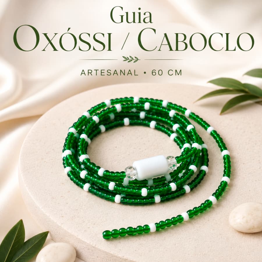 Guia Oxossi Ou Caboclo Umbanda 60 Cm Miçanga Verde Limão