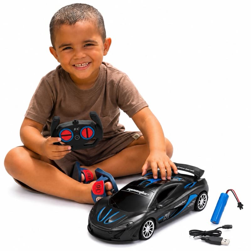 Carrinho Recarregável Controle Remoto Brinquedo Presente Led Farol Bateria Ferrari