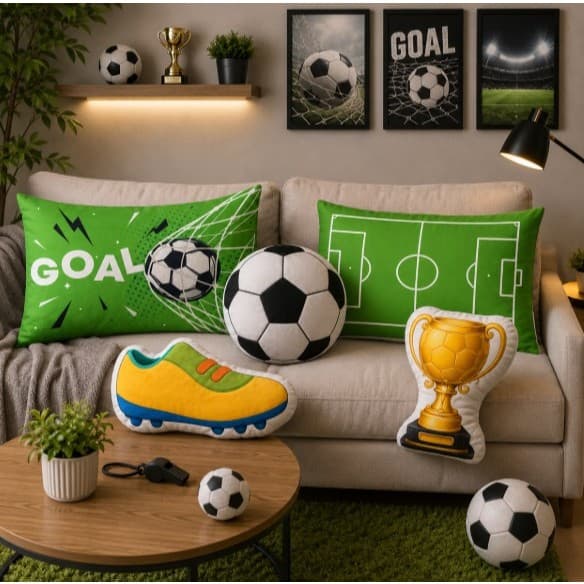 Kit Decoração Copa Do Mundo Brasil  Almofada Taça Chuteira Bola – Envio Rápido