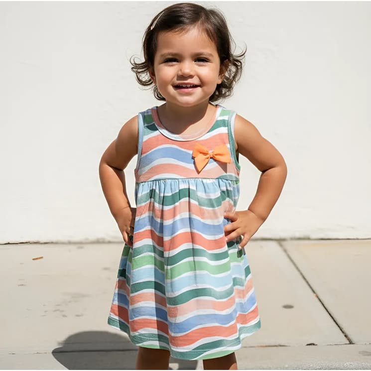 Vestido Infantil Feminino Kyly Algodão Regata Verão Estampado