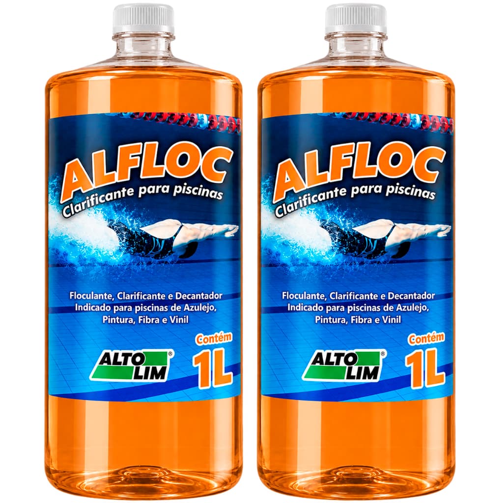 Kit 2 Clarificante Piscina 3 em 1 1L Decantador Floculante Água Turva Limpa Clareia  Sujeira Água Auxiliar Filtração