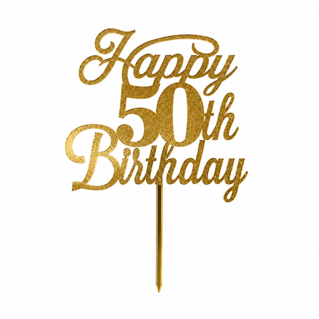 Topo de Bolo 50 Anos  Aniversário Decoração Topper Luxo