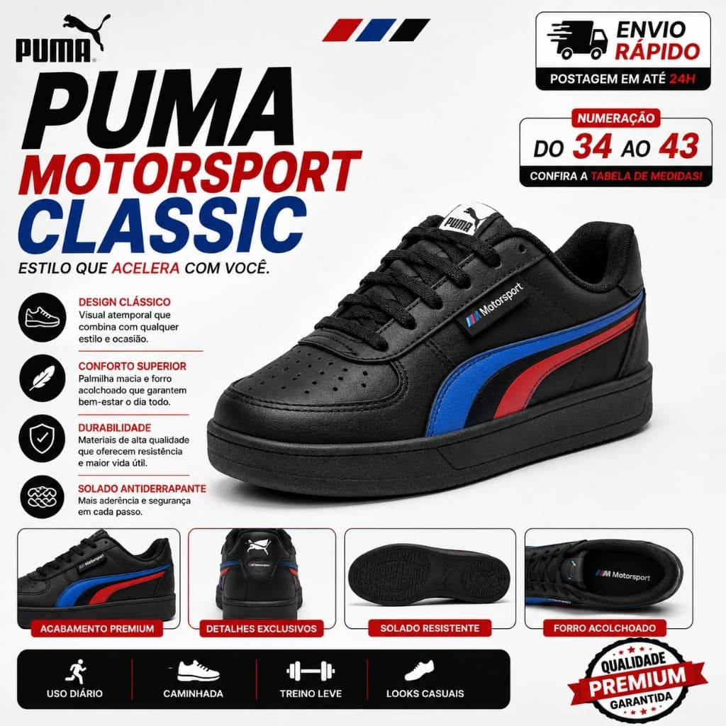 Tênis masculino B-M-W academia dia a dia casual skate lançamento exclusivo poucas unidades 34 ao 43