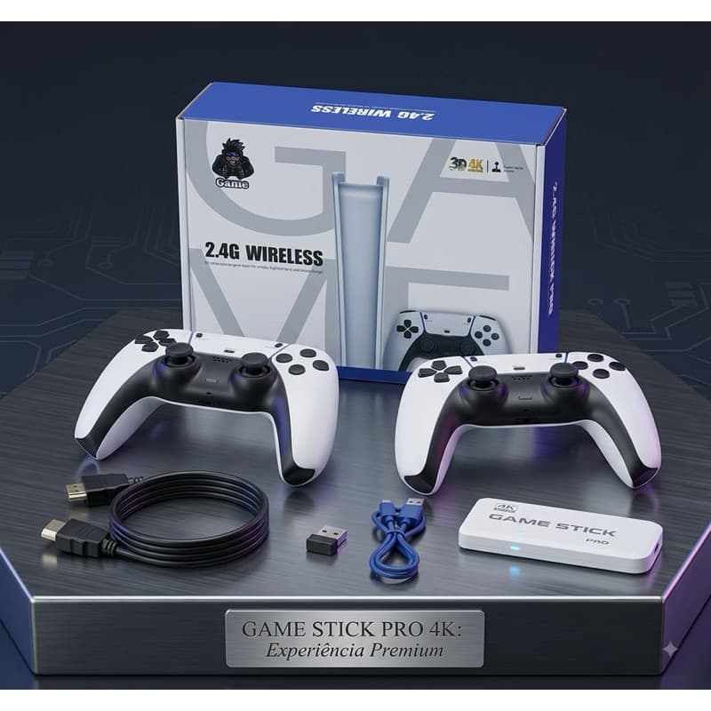 Vídeo Game Stick M15 Plus 20 Mil Jogos 4k 64gb Com 2 Controles U / UNICA