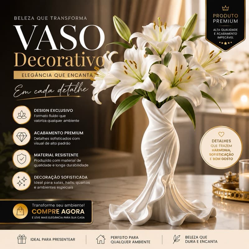 Vaso Decorativo Moderno Elegante para Flores Decoração Casamento Festa Evento e Presente