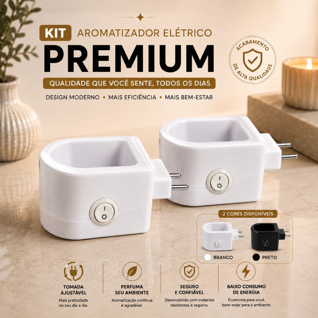 KIT 2 DIFUSOR ELÉTRICO  De Ambiente Bivolt 30ml Maior Poder de Exalação AROMATIZADOR
