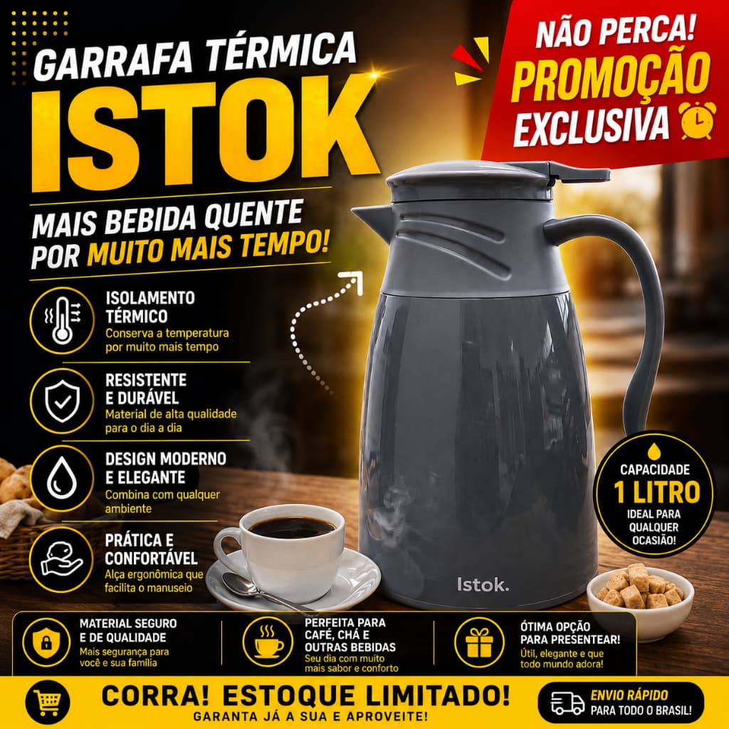 Garrafa Térmica Roma 1 Litro com Alça para Café Chá Bebidas Cor Sortida