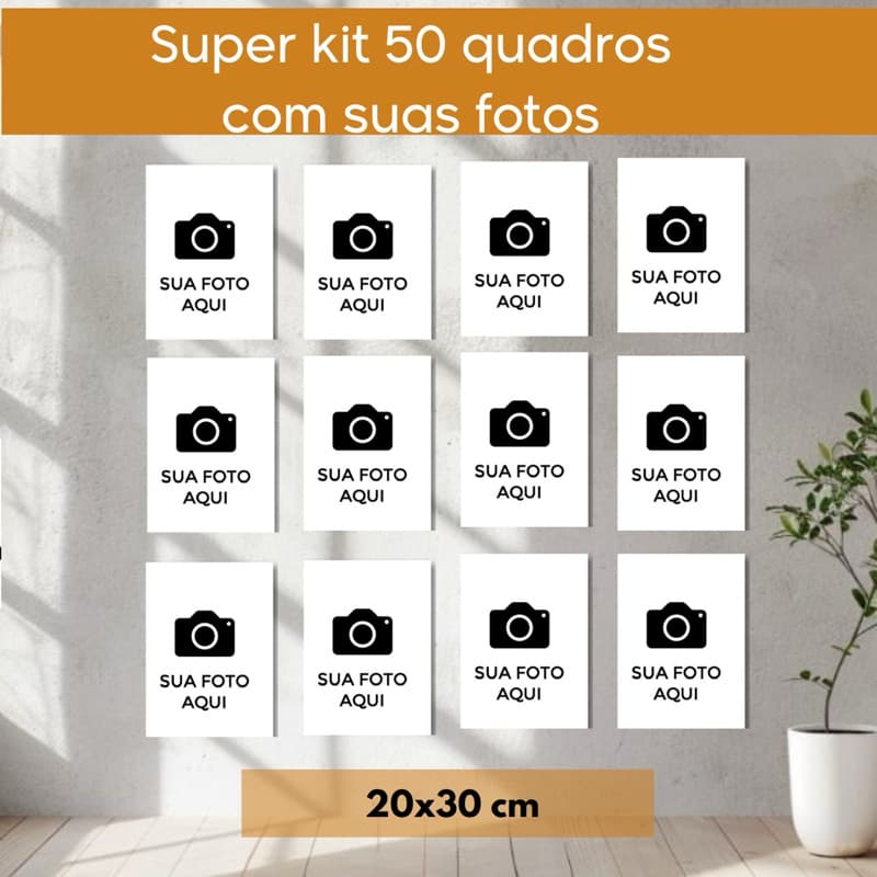 Kit 50 Quadros decorativos personalizados com sua foto família pet placa MDF sem moldura presente 20x30 envio expresso.
