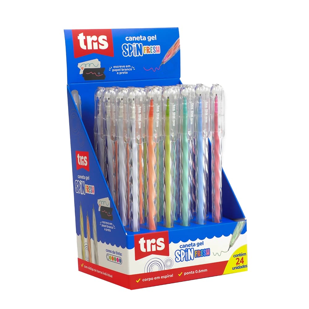 🖊️✨ Caneta Gel Spin Fresh – 0.6 mm – Display com 24 Unidades – Tris