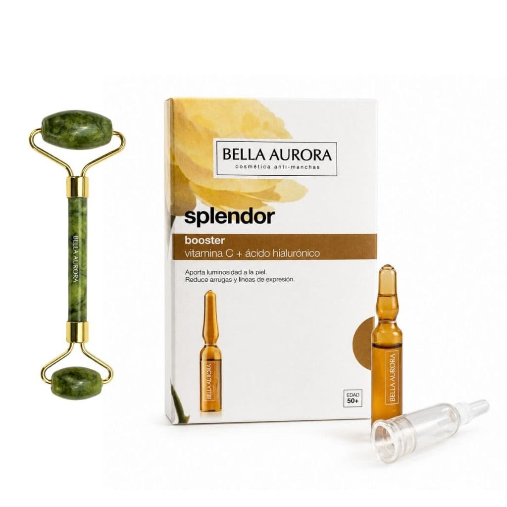 Kit Splendor Vitamina C + Ácido Hialurônico Ampolas 5x2ml com Rolo Facial de Jade