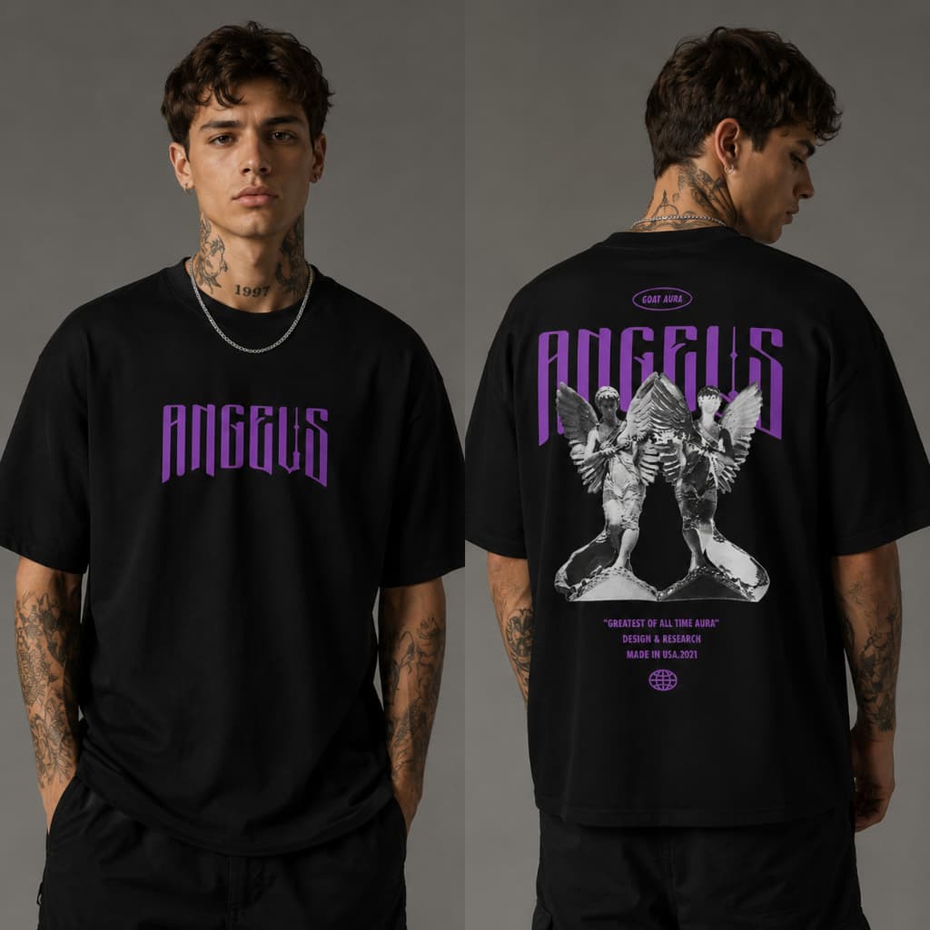 Camiseta Minimalista  Masculina Estampada Angeus Streetwear - Algodão Premium