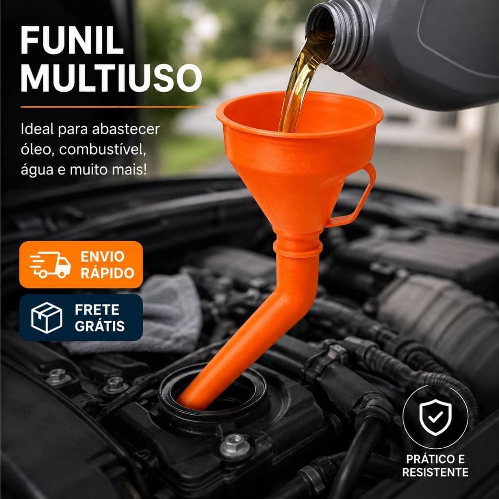 Funil Multiuso para Óleo Combustível Gasolina Diesel Carro Moto Caminhão Bico Flexível Anti Vazamento