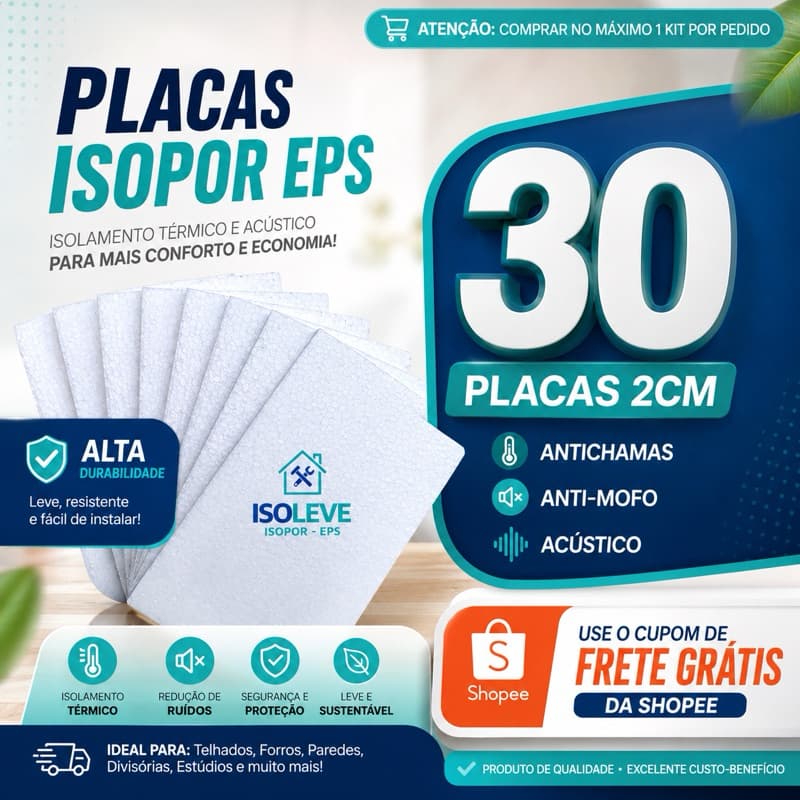 30 PLACAS DE FORRO DE ISOPOR EPS PARA TETO E PAREDE ANTICHAMAS