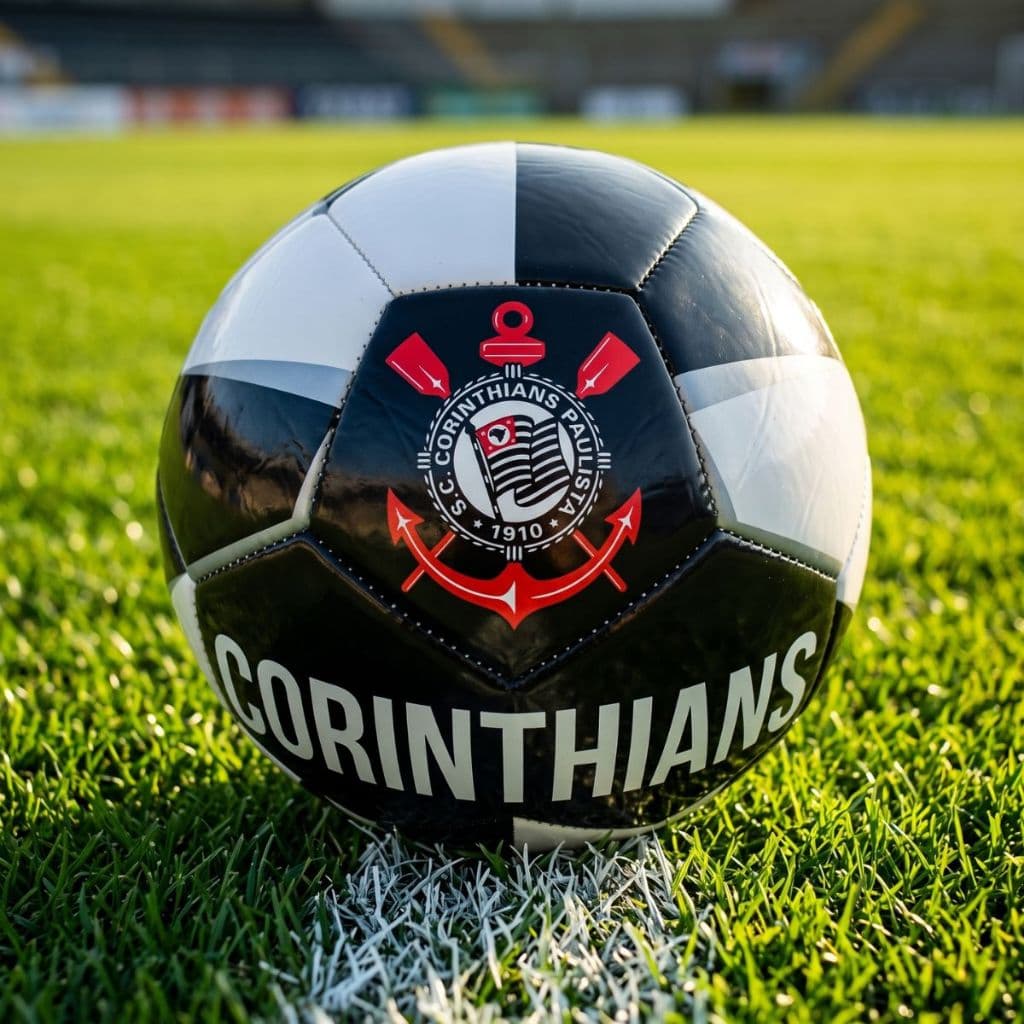 Bola Oficial Campo Corinthians Preta Licenciada Costurada