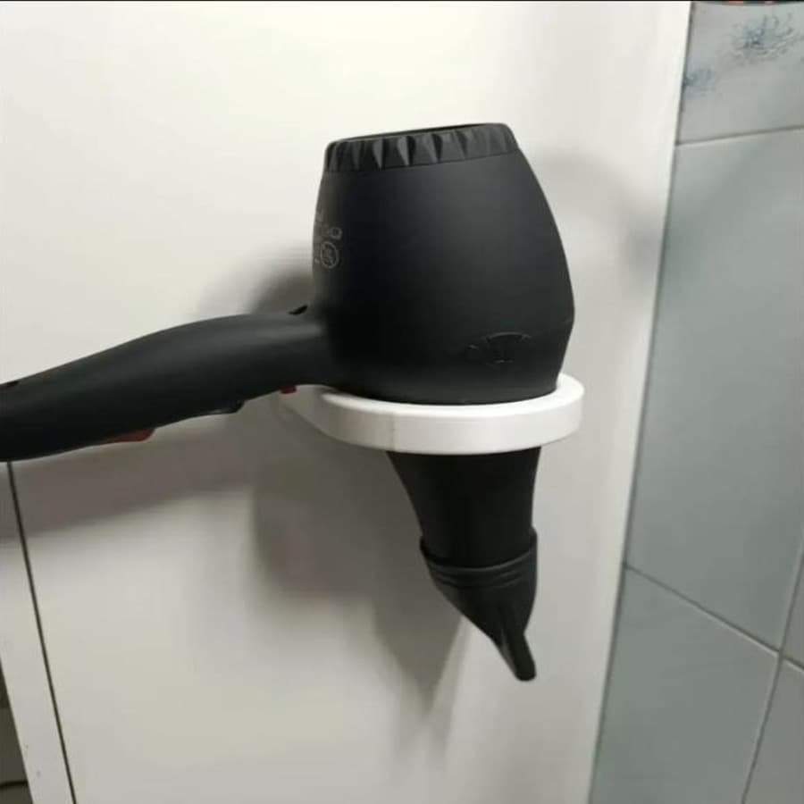 Suporte de Parede para Secador de Cabelo Universal + Parafusos Branco