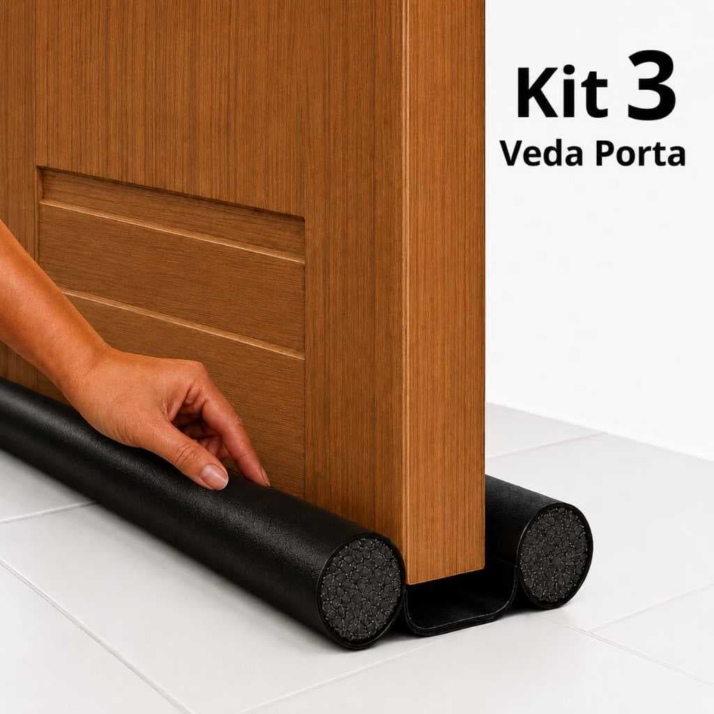 Kit 3 Veda Porta Protetor Anti-insetos Ajustável Impermeável 80cm